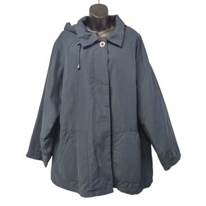 Dry Dock by Serbin Women's Blue Removable Lined Pockets Hooded Coat Sz 20 NWOT